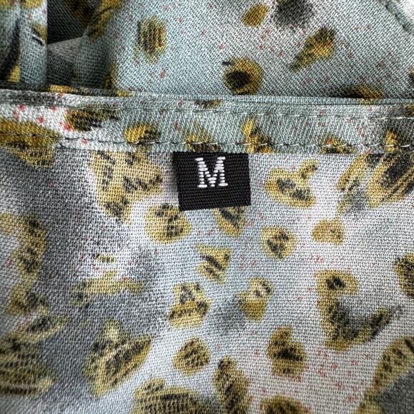 Green Animal Print Maxi Dress Size M Flowy Country Cottage Boho - Picture 9 of 10